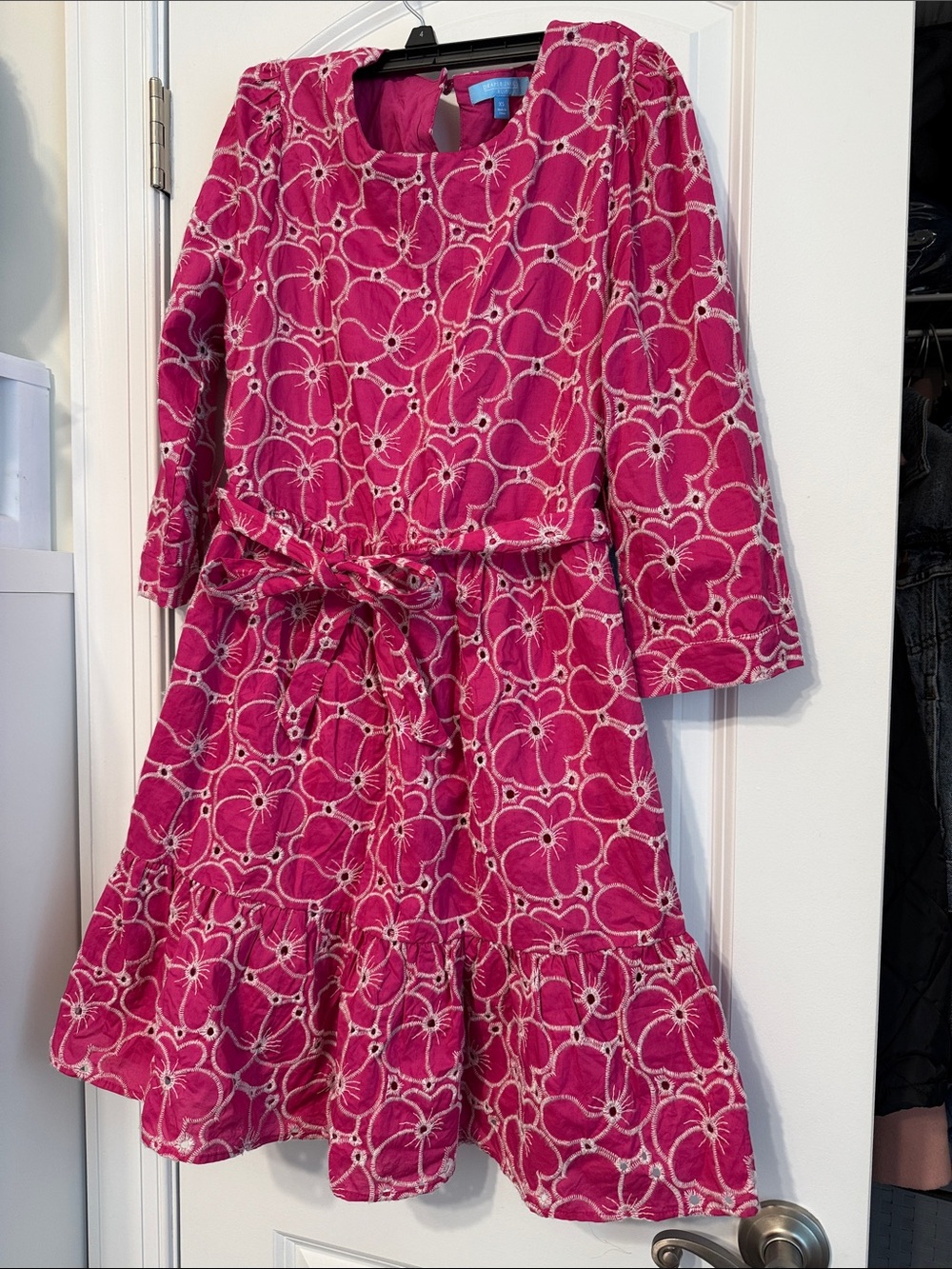 Draper James Hot Pink Floral Eyelet Dress
